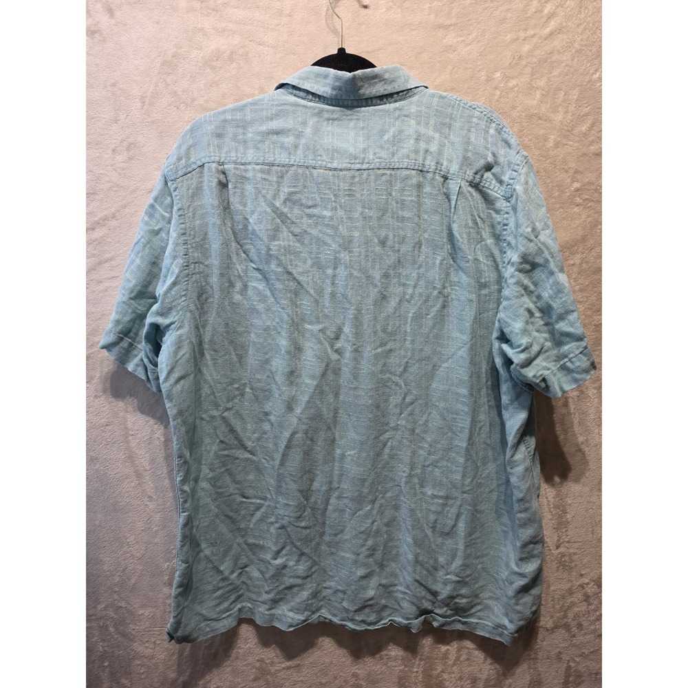 Tasso Elba Island Mens XXL Blue Linen Blend Short Sleeve Button Front Resort‎ - Picture 2 of 6